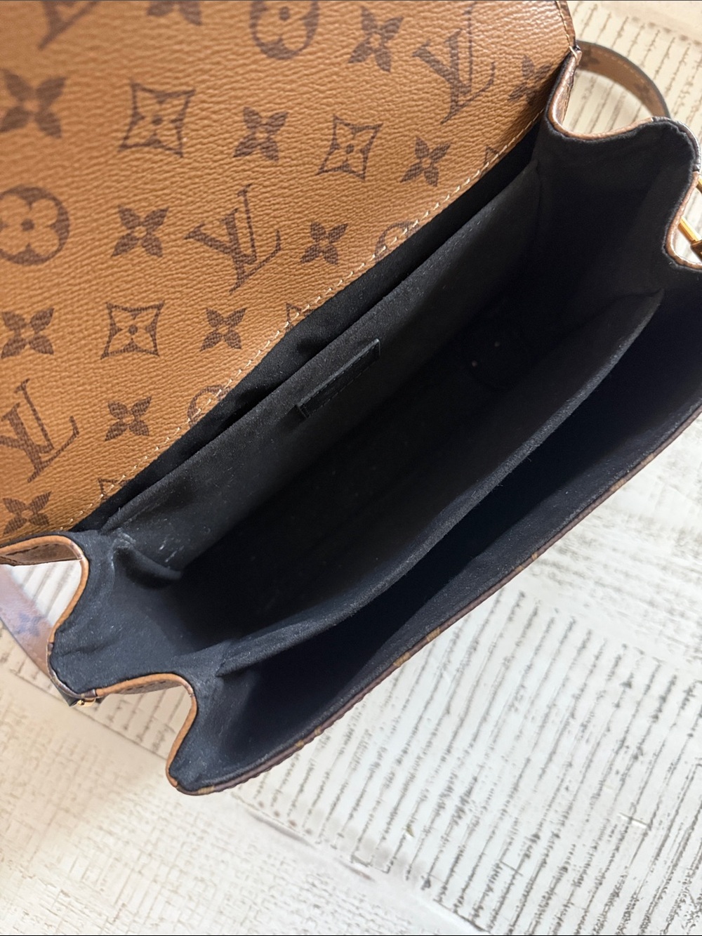 Two-Tone Monogram Satchel in Brown and Dark Brown - Picture 5 of 11